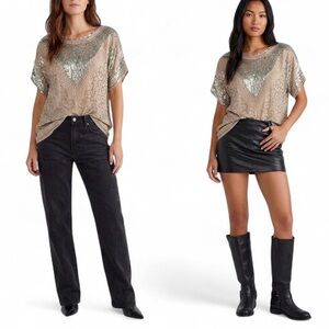 Vintage Silk Beaded Sequin Beige Top